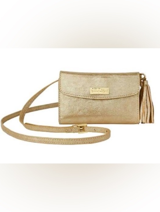 Lilly Pulitzer Handbags - Lilly Pulitzer Bahama Metallic Gold Convertible Adjustable Crossbody Bag/Wallet